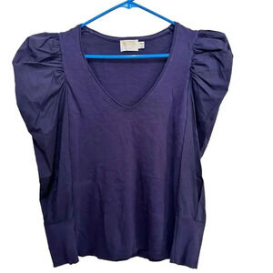 Nation LTD purple Jenna Cuffed Combo Blouse Top Size XS